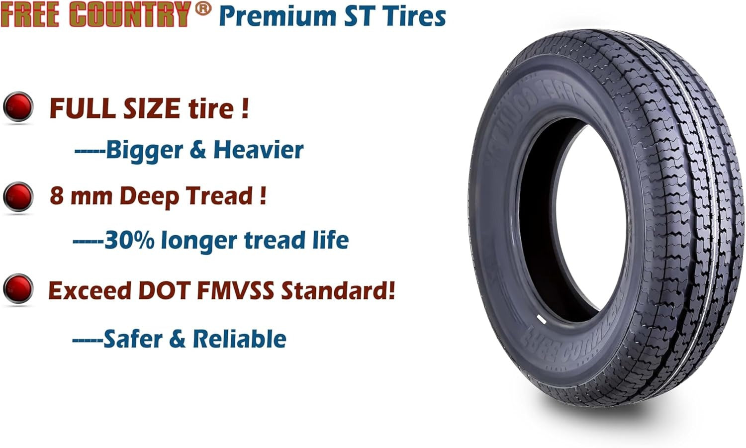 Set of 4 heavy-duty trailer tires ST205/75R15 205 75 15 10-ply, load class E, steel-belted radial tires with abrasion protection