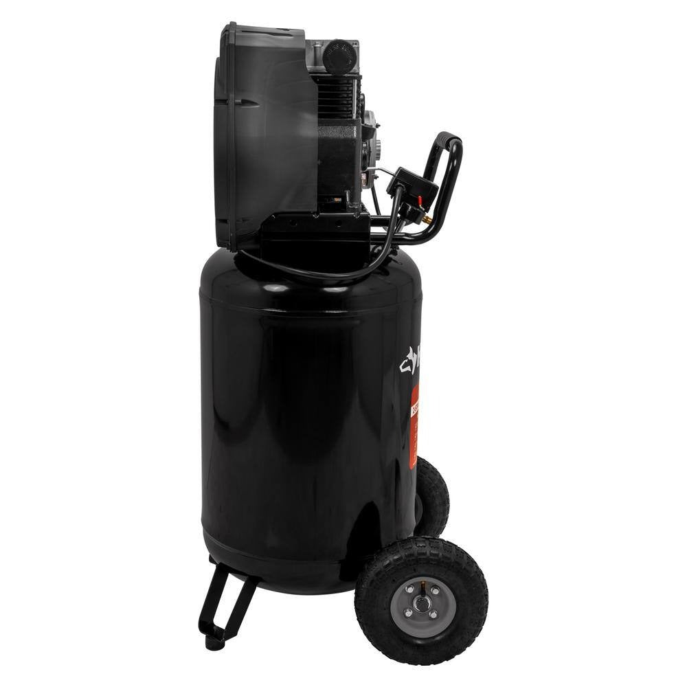 Husky 30-gallon compressor, 175 PSI, oil-lubricated belt drive, portable vertical electric air compressor C304H