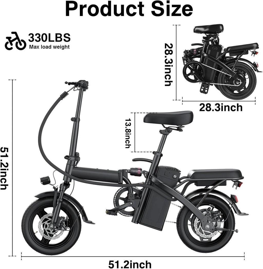Electric bicycle for adults and teenagers, foldable e-bike for commuters and city use, foldable e-bike motor 48V 24MPH
