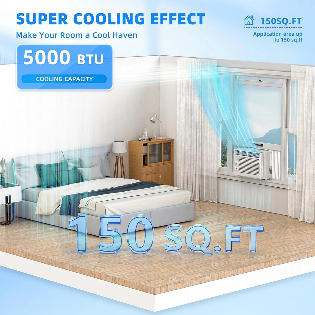 Antarctic Star 12,000 BTU U-shaped window air conditioner, cools rooms up to 550 square feet with 6 modes, 24-hour timer, ultra-quiet window air conditioner
